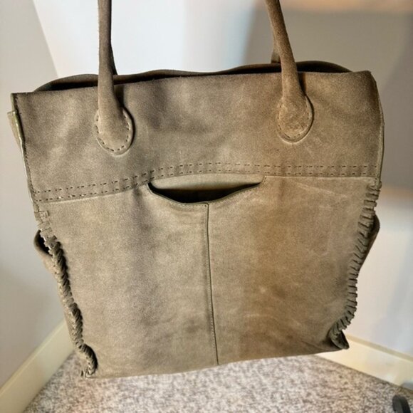 HOBO Sandy Nutmeg Brown Lure Suede Boho Hobo Shoulder Bag Tassel Snap Closure - Picture 8 of 16